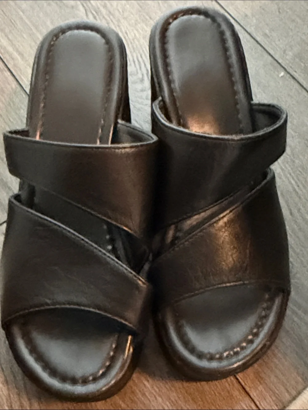 Women's Black Platform Slide Sandals - Sleek Wedge Comfort